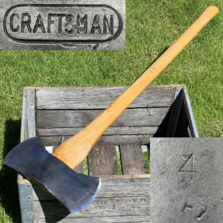 Vtg Craftsman 4 Lb Head,  Double Bit Axe,  679 Fire Streak 36 " Long Handle Sharp