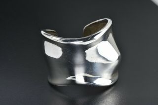 Vintage Mexico Sterling Silver Modernist Bone Cuff Bracelet 68.  4 Grams