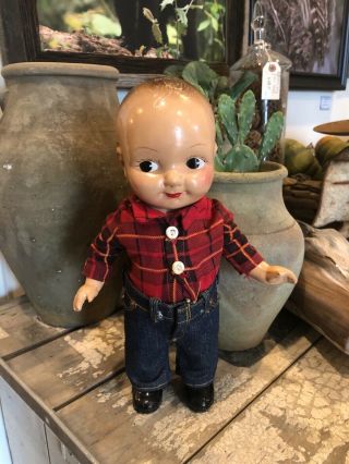 Vintage Buddy Lee Composition Doll In Lee Jeans And Shirt Unmarked