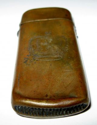 Vintage Tobacianna Brass Match Safe Holder Striker Unique Crown Stamped Image