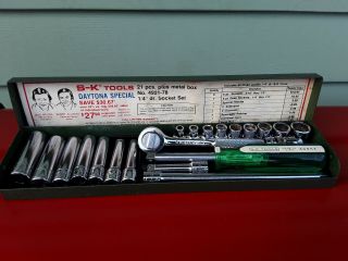 Vintage Daytona Special S - K Tools 1/4 " Deep & Standard Socket Set Ratchet Box