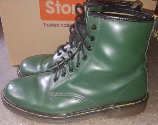 Dr.  Martens Doc England Rare Vintage Green Leather 1460 Boots Size Us Mens 12