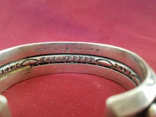 vintage native sterling silver coral cuff bracelet Howard Begay Navajo 80.  3grams 8