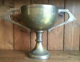 Vintage Large Silver Plate Ten Pin Bowling Trophy Trophies Loving Cup Trophy