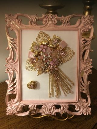 Shabby Chic Vintage and Contemporary Jewelry framed art.  Farmhouse Look 2