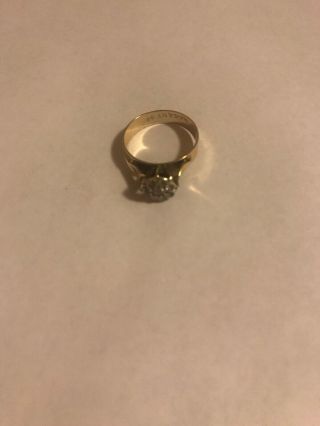 Vintage 9 Kt Gold Ring Clear Stones 2.  8 G