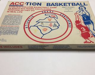 Rare Vintage ACC - TION Basketball Board Game Complete 1980 4