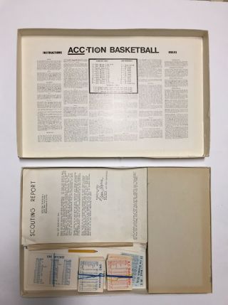 Rare Vintage ACC - TION Basketball Board Game Complete 1980 5