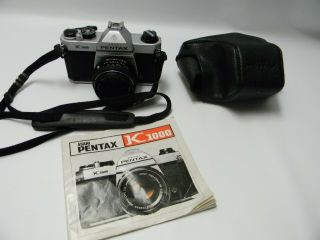 Vintage 35mm Asahi Pentax K1000 With Case,  1:2 50mm Lens