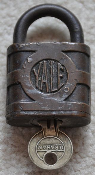 Vintage Yale/swift Co Brass Padlock With Graham Mfg Co Key