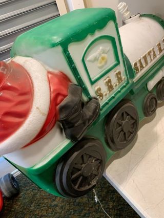 LARGE VINTAGE EMPIRE SANTA RR TRAIN LIGHTED CHRISTMAS BLOW MOLD CLAUSE 10