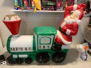 Large Vintage Empire Santa Rr Train Lighted Christmas Blow Mold Clause