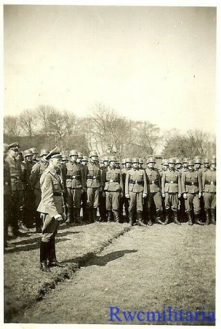 Rare: German Elite Totenkopf Infantry Truppe In Formation At Ceremony