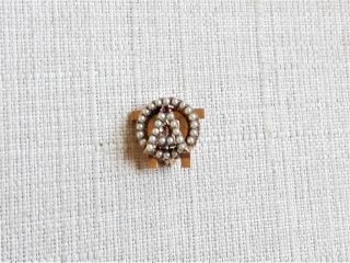 VINTAGE ALPHA OMICRON PI SORORITY PIN BADGE 10K GOLD SEED PEARL RUBY 1946 3