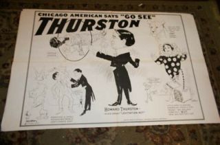 Vintage 1920 Chicago Thurston Magic Poster Rare