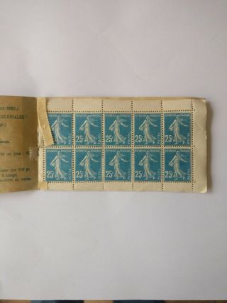 Book Of Vintage French Sower Stamps,  10 In Book,  25 Centime Stamps,  25c Blue