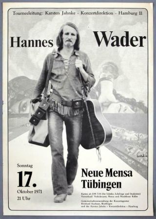 Hannes Wader - Mega Rare Vintage Tübingen 1971 Concert Poster