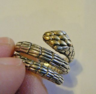 Id Ds Design Vtg Modern 18k Yellow Gold Sterling Silver Coiled Snake Ring Sz8