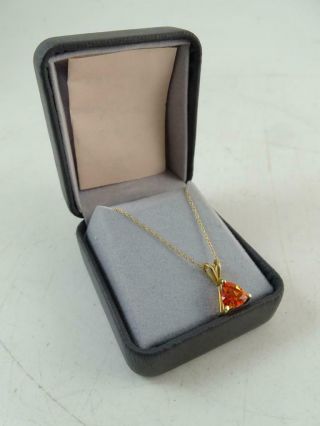Vintage 14k Solid Yellow Gold Necklace Chain Orange Gemstone Solitaire 1.  5 Grams