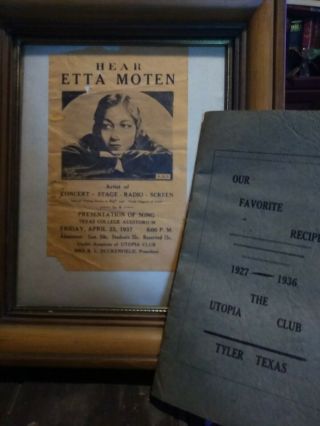 Extremely Rare Etta Moten 1937 Program An The Utopia Culb Recipe Book 1927 - 36