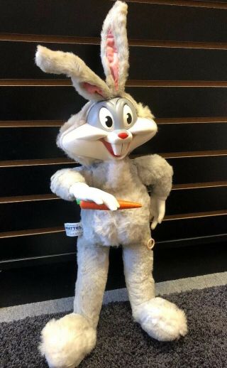 Vintage 1961 Mattel Bugs Bunny Talking Plush Doll Pull String Rubber Face