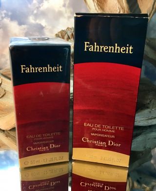 Fahrenheit By Christian Dior 100 Ml & 50 Ml Edt Spray Vintage Set