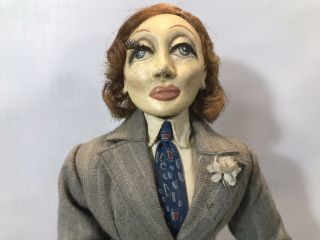Vintage 1983 Peter Wolf German Doll Artist Marlene Dietrich Doll Ooak 15 " H W Tag