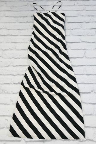 Rare Vintage: Ralph Lauren Ss01 Black/white Stripe Silk Maxi Dress Gown Us4/uk8