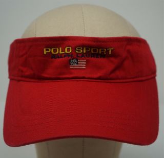 Rare Vintage Polo Sport Ralph Lauren Spell Out Usa Flag Visor Hat Cap 90s Nwt
