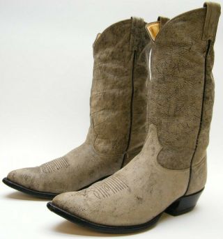 Mens Vtg Tony Lama 6434 Soft Leather Grey Gray Cowboy Western Boots Sz 10 D 10d