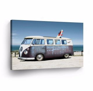 Canvas Wall Art Photo Print Vw Classic Vintage Car Bus Camper Volkswagen Vwh64
