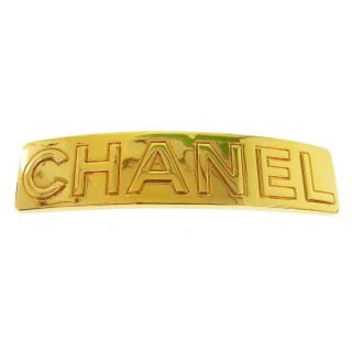 Authentic Chanel Vintage Cc Logos Hair Barrette Gold Accessories Ak31212