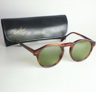 Vintage Ray Ban B&l Usa Gatsby Sunglasses Gold Green Rb3 Round Tortise Wayfarer