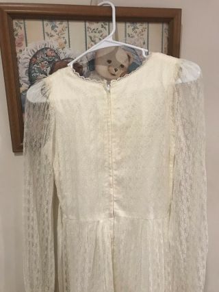 Gunne Sax Vintage Long Sleeve Cream White Lace Hippie Boho Wedding Dress Size S 8