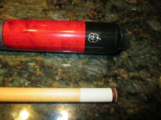 Vintage McDermott E - B5 pool cue in Ruby Red Stain and Irish Linen Wrap 2