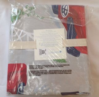 Pottery Barn Kids VINTAGE CARS red blue gray TWIN duvet cover sham print sheets 5