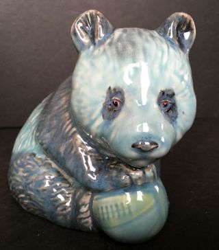 Rare Vintage Beswick 738 Blue Glaze Panda Bear Figurine