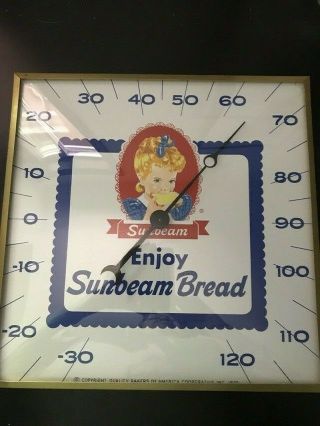 Vintage 1970 Little Miss Sunbeam Bread Glass Face Thermometer Quality Bakers