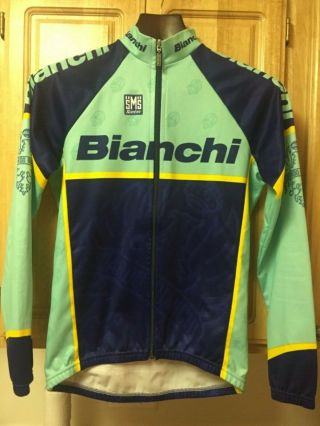 Vtg Sms Sanitini Bianchi Long Sleeve Thermal Cycling Jersey Men’s Medium