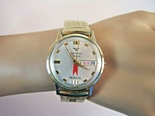 Vintage Wittnauer Geneve Michelob Logo Swiss Automatic 10k Rgp Day/date Watch