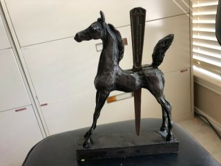 Saddlebred Vintage Lowen Sculpture Bronze Foal With Hole In Back Letter Opener?