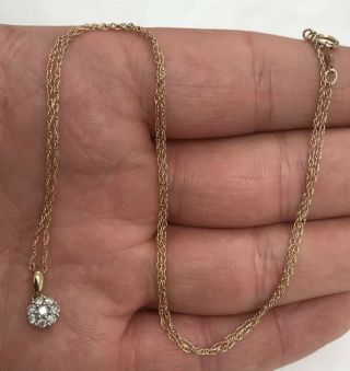 9ct Gold Diamond Cluster Pendant On Chain