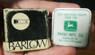 Vintage John Deere Dealer ADVERTISING Tape Measure FRANZ IMPL Schaller IA Barlow 3