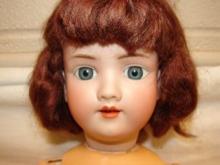 ANTIQUE GERMAN BISQUE HEAD DOLL COMPOSITION & WOOD JOINTED BODY 21 INCH & TEETH 2