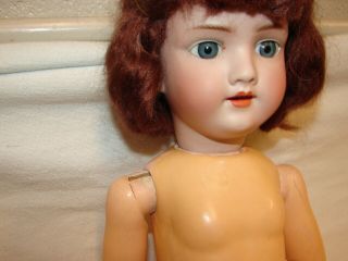 ANTIQUE GERMAN BISQUE HEAD DOLL COMPOSITION & WOOD JOINTED BODY 21 INCH & TEETH 4