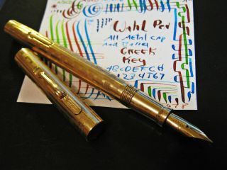 Wahl Pen X - Fine Flex 14k Gold Nib Fountain Pen Vtg 1920s Eversharp Greek Key : -)