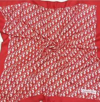 Authentic Vintage Christian Dior Red Trotter Bandana Handroll Scarf Shawl 30 "