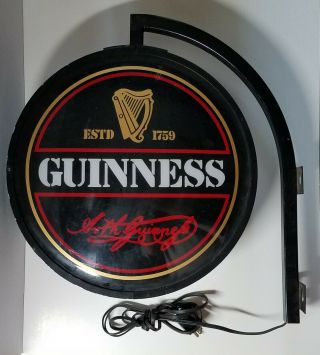 Vintage Guinness Estd 1759 Beer Double Sided Lighted Pub Sign 1997 Red Signature