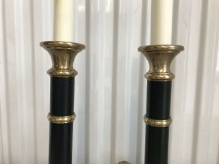 Vintage Frederick Cooper Chicago Candlestick Brass Table Lamps (Set Of 2) 3