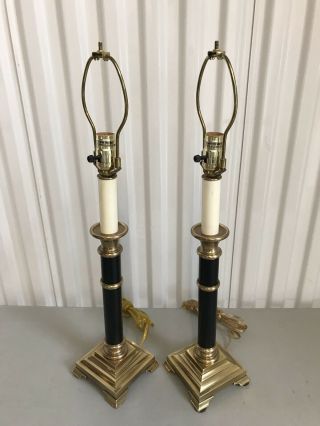Vintage Frederick Cooper Chicago Candlestick Brass Table Lamps (Set Of 2) 5